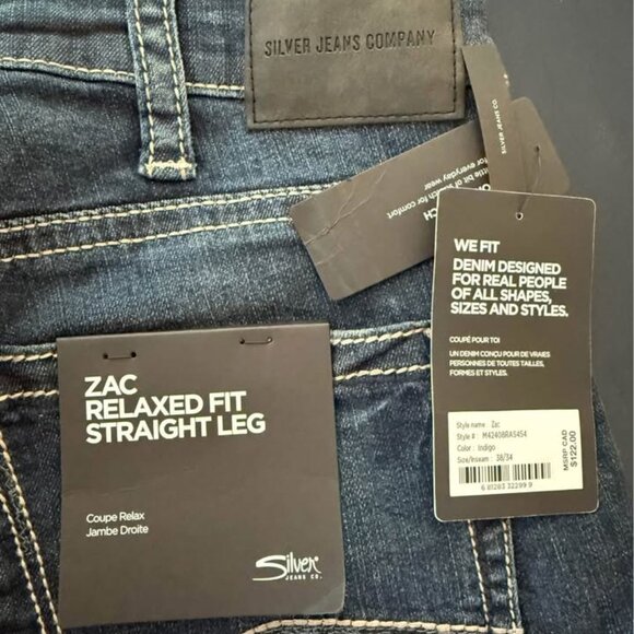 SILVER JEANS | Zac Relaxed Fit Straight Leg 38x34 - Picture 9 of 10